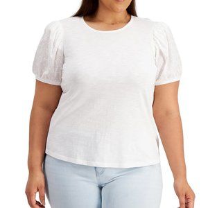 **NWT** Style & Co Plus Size Cotton Puff-Sleeve Top, Created for Macy's